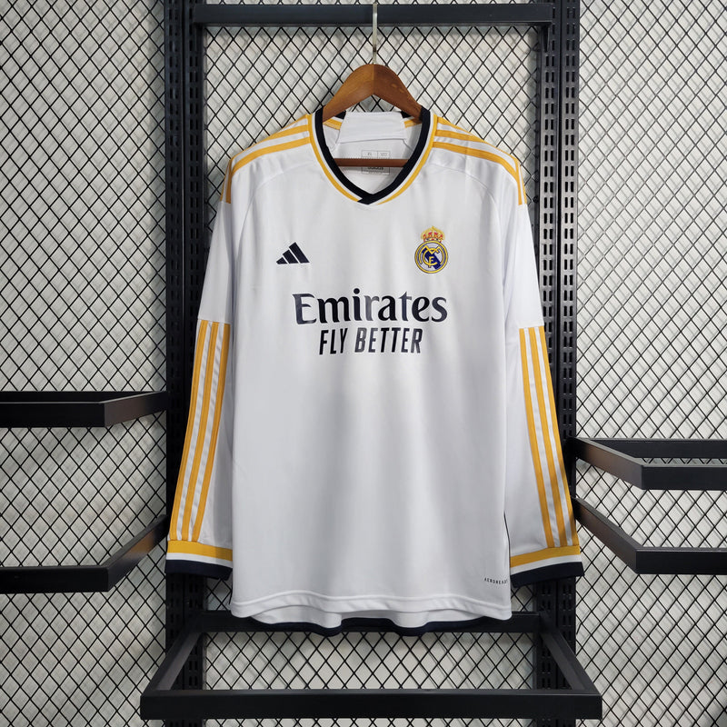 Camisa Real Madrid Home 23/24 - Adidas Torcedor Masculina Manga Longa