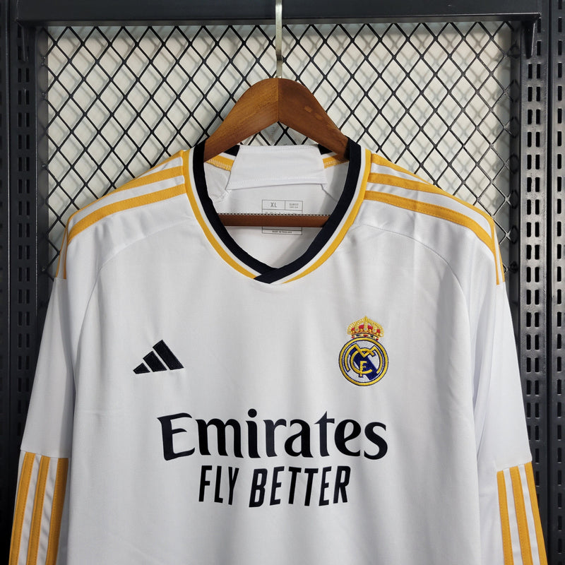 Camisa Real Madrid Home 23/24 - Adidas Torcedor Masculina Manga Longa