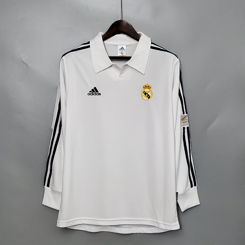 Camisa Real Madrid Titular 2002 - Versão Retro Manga Longa