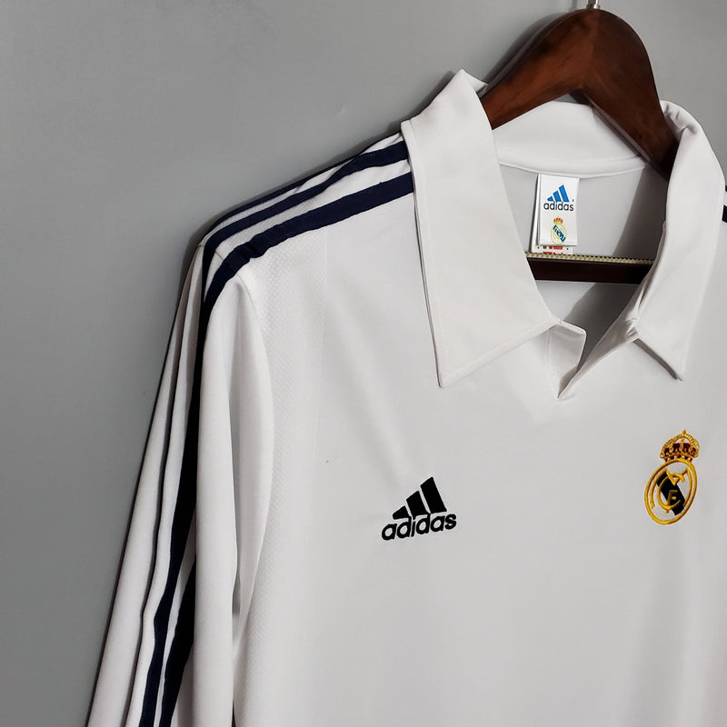 Camisa Real Madrid Titular 2002 - Versão Retro Manga Longa